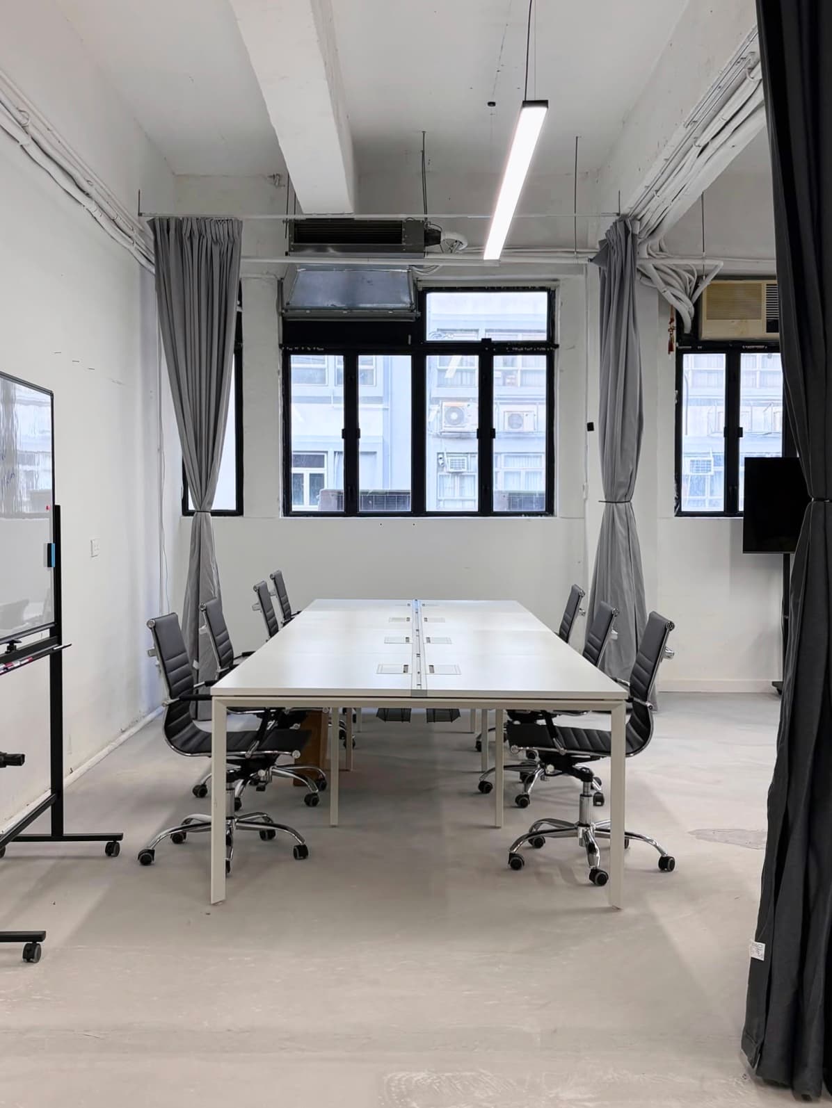 Desks in the open workspace
